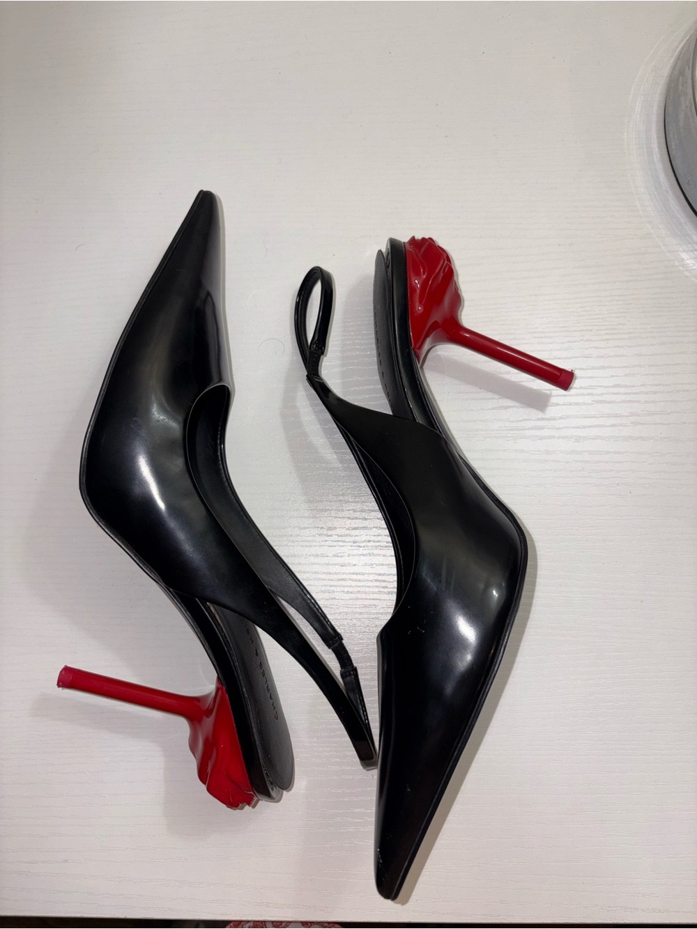 Charles & Keith Black Slingback Pumps with Red Stiletto Heel
